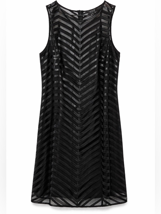 Guess Dresses & Skirts - Guess Black Faux Leather Chevron-Striped Sleeveless Mini Dress (rack)